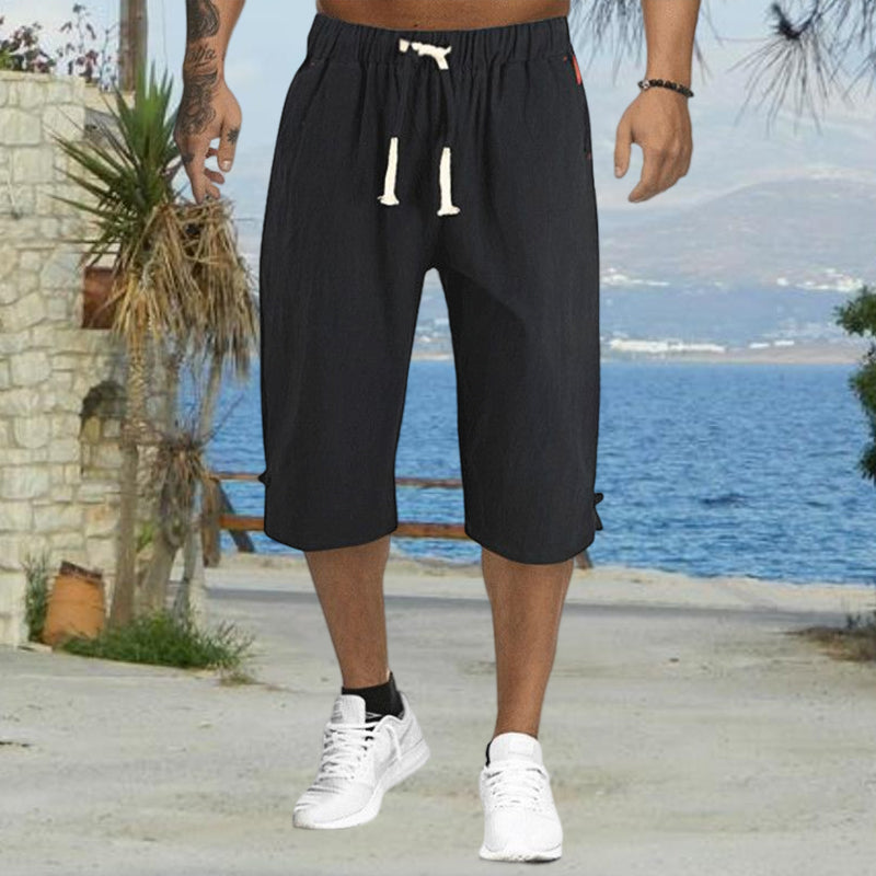 Sommar mÀns casual enfÀrgade cropped byxor