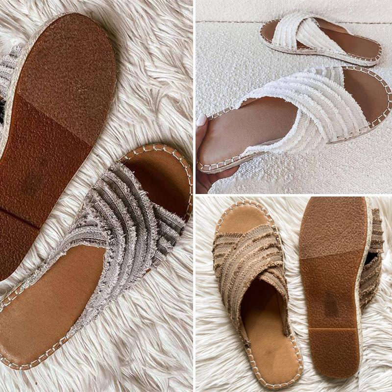 Flat Straw Cross fiskare Skor