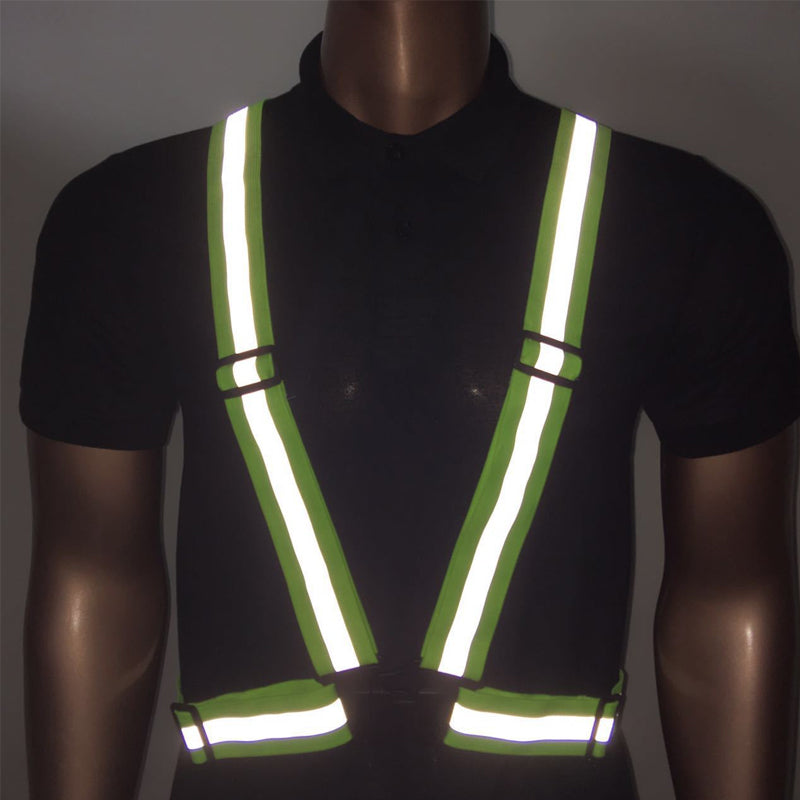 Fluorescerande grön, justerbar reflexväst i stretch
