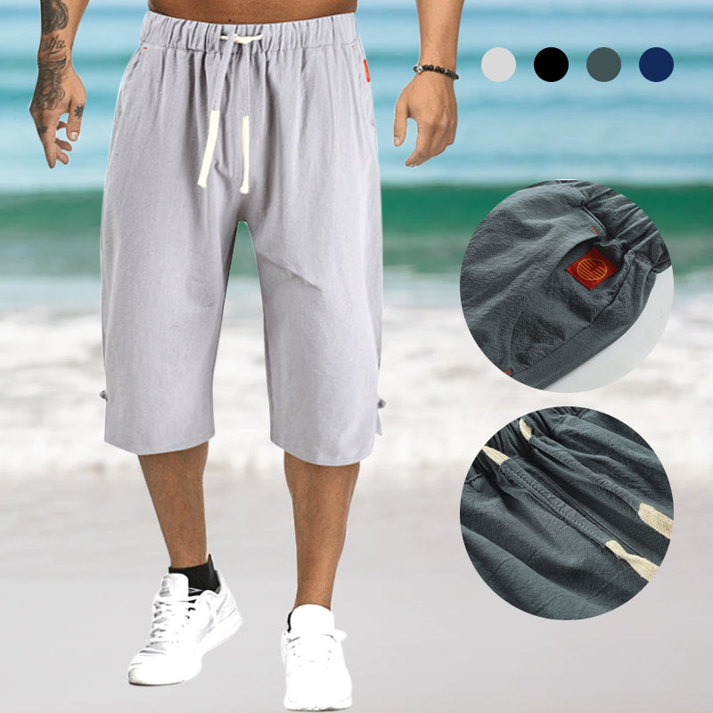 MĂ€ns enkla avslappnade byxor i bomull och linne