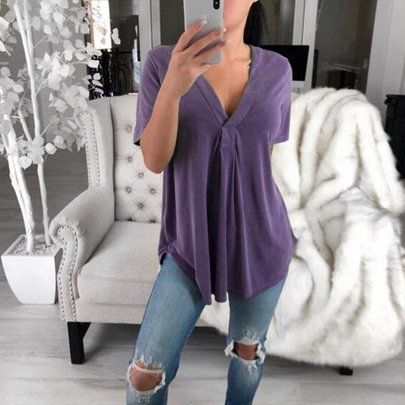 V-ringad kortärmad t-shirt