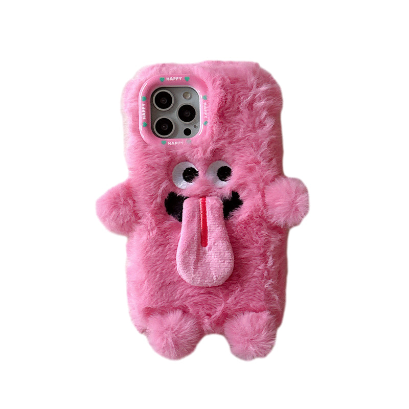 Rolig tunga som sticker ut plysch mobiltelefonfodral för iPhone