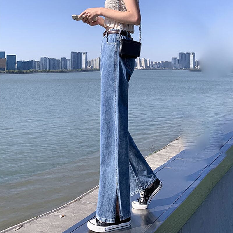 Jeans med vida ben för kvinnor