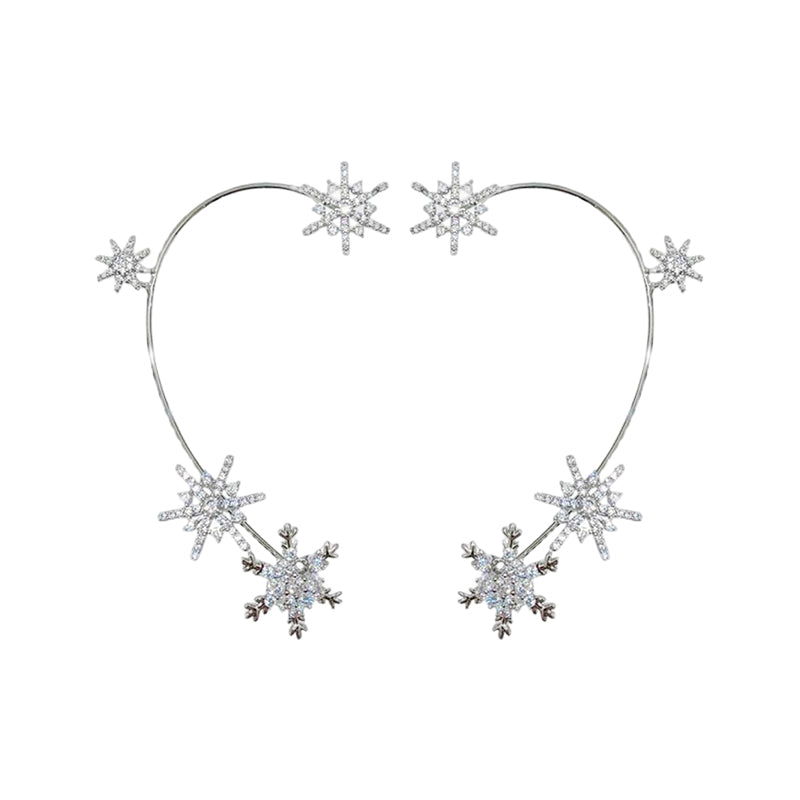 Zirconia snöflinga örhängen utan piercing