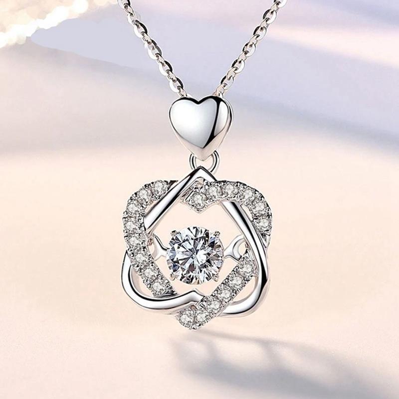 💖Alla hjärtans dag present💝hjärta halsband set med ros