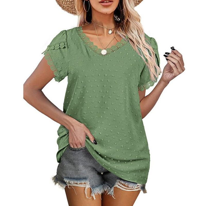 T-shirt i spets med V-ringad panel