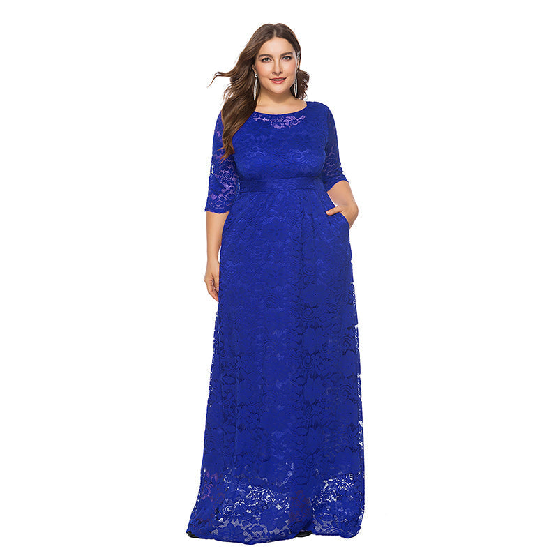 Plus size spetsklänning för kvinnor