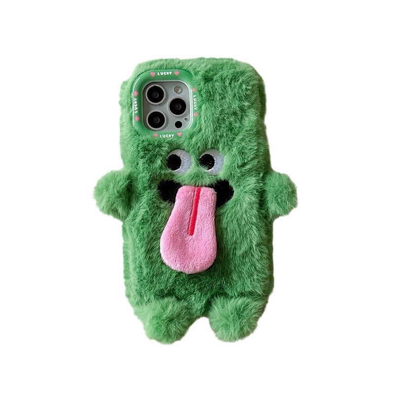 Rolig tunga som sticker ut plysch mobiltelefonfodral för iPhone