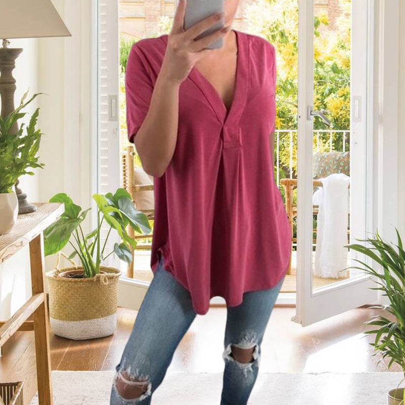 V-ringad kortärmad t-shirt