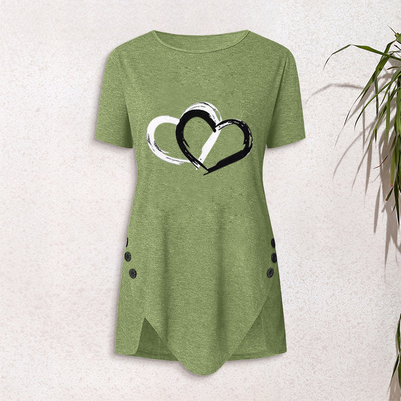 Kortärmad t-shirt med hjärtmönster