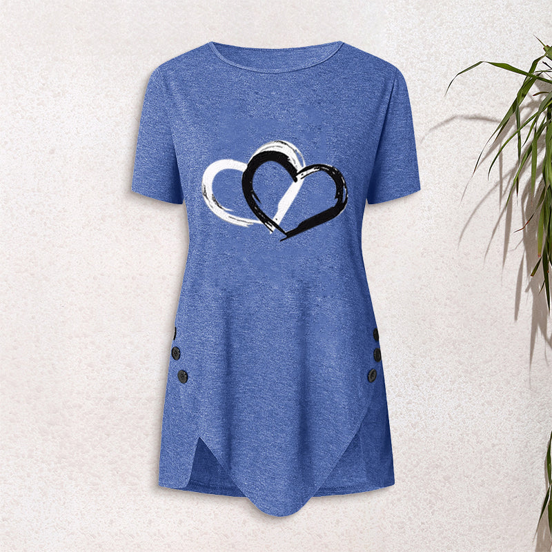 Kortärmad t-shirt med hjärtmönster