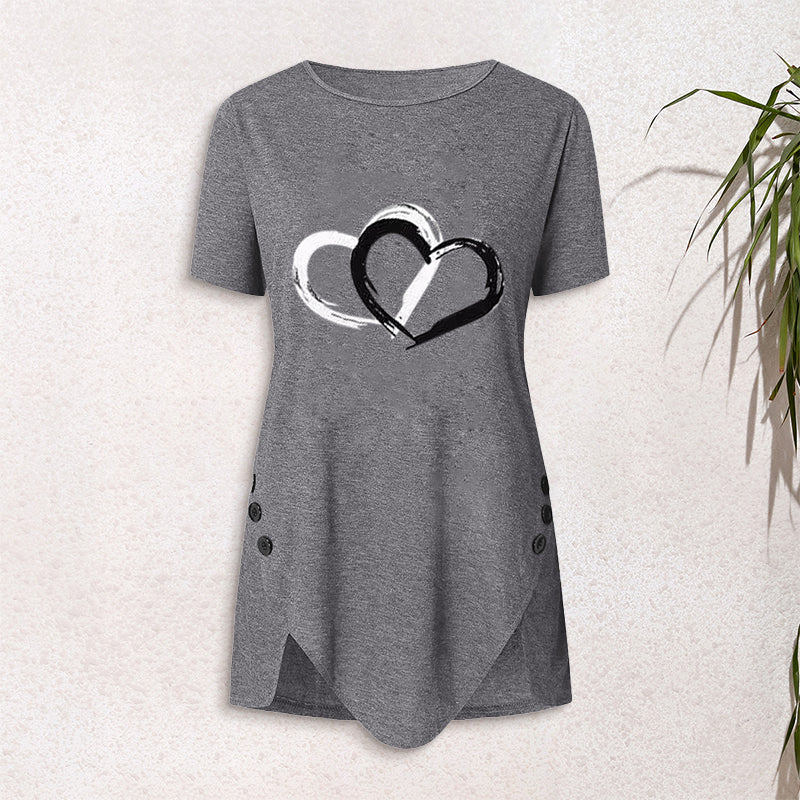 Kortärmad t-shirt med hjärtmönster