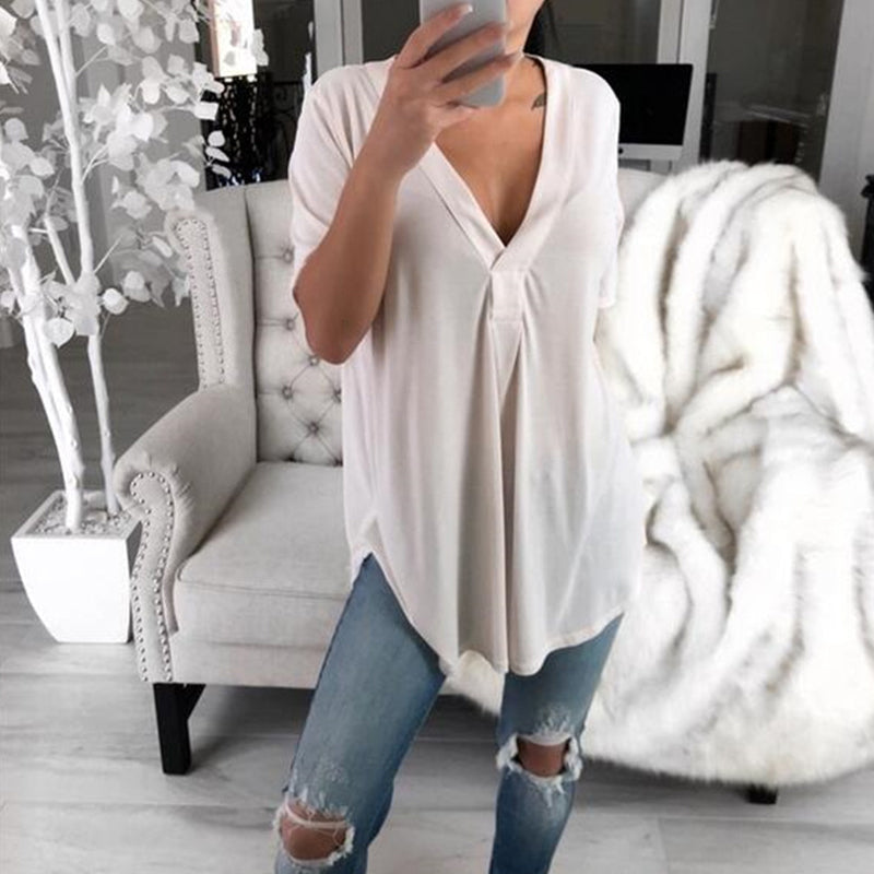 V-ringad kortärmad t-shirt