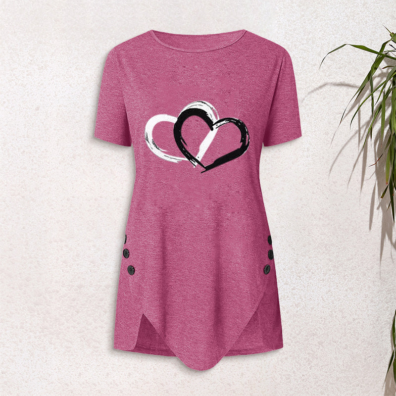 Kortärmad t-shirt med hjärtmönster