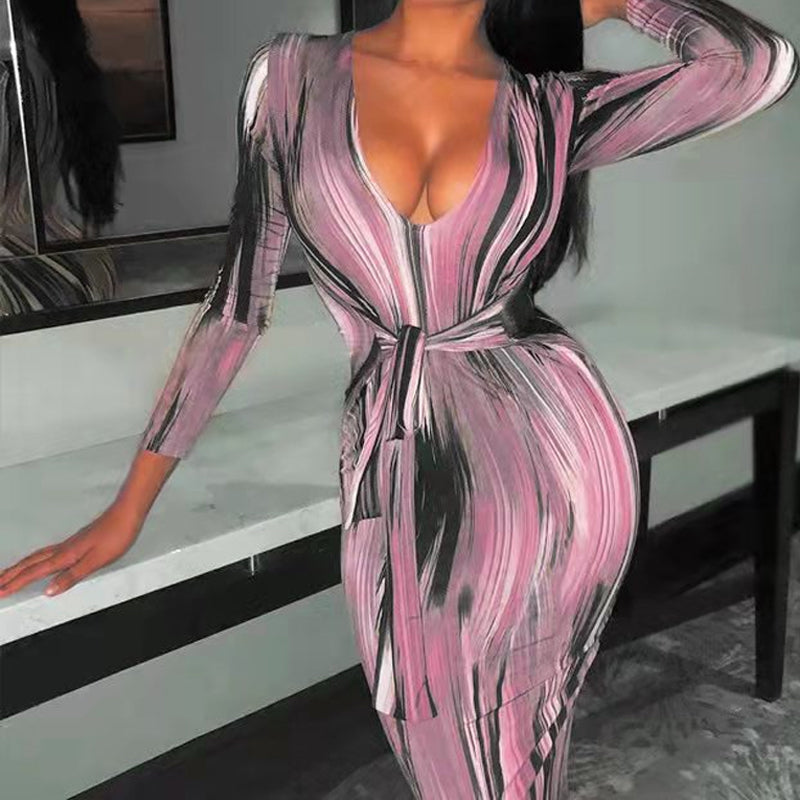 Sexiga klänningar för kvinnor 3D tryckt ränder