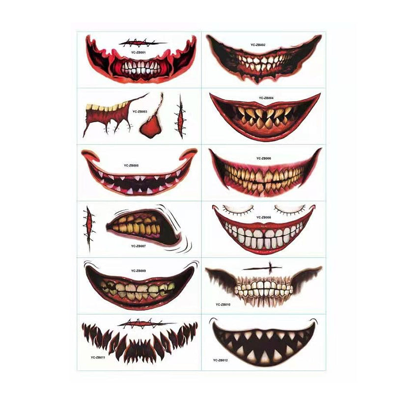 Läskiga Halloween-tatueringsklistermärken