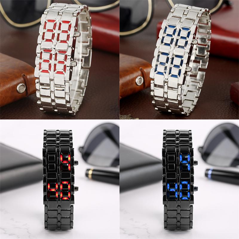 Herr Lava LED Digital armbandsur i rostfritt stål