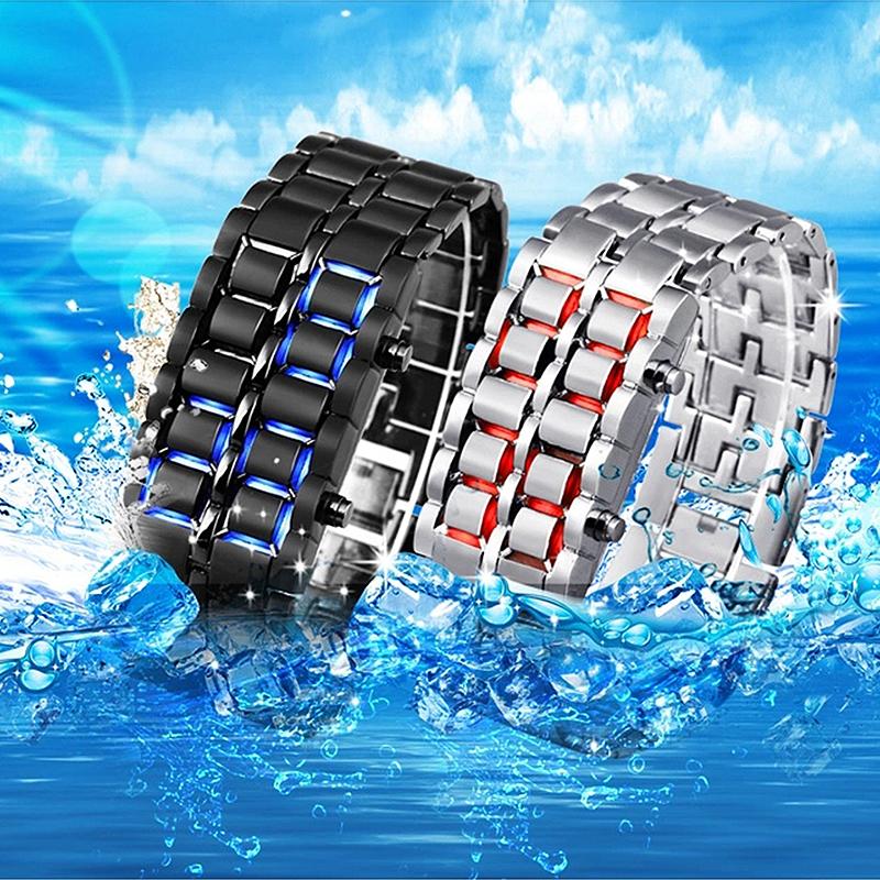 Herr Lava LED Digital armbandsur i rostfritt stål