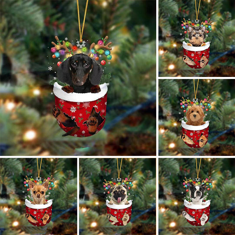 Julgransdekoration Hund i Strumpa