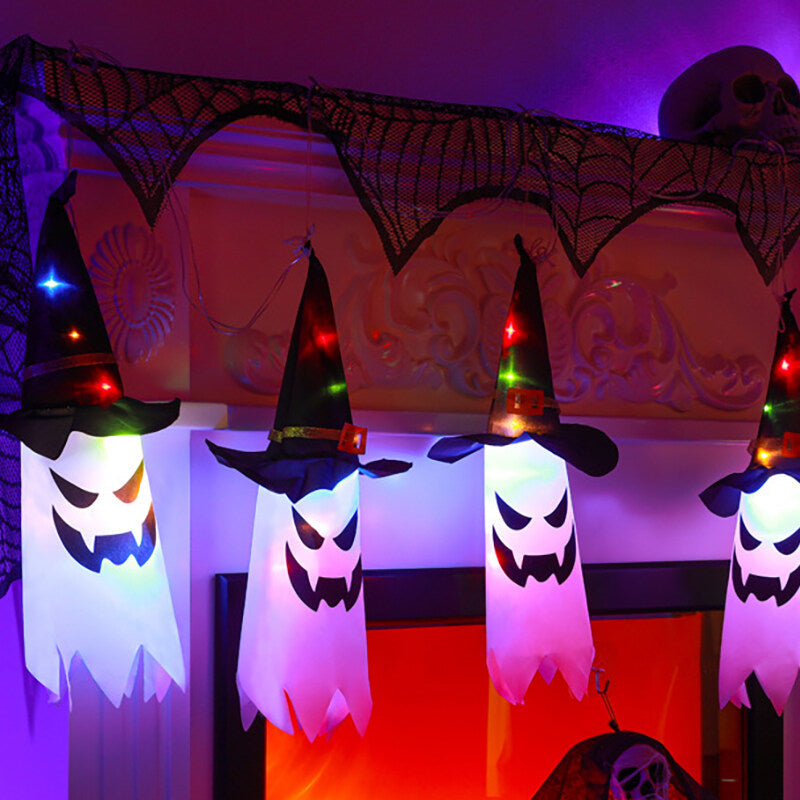 Halloween hängande ljus upp häxhatt