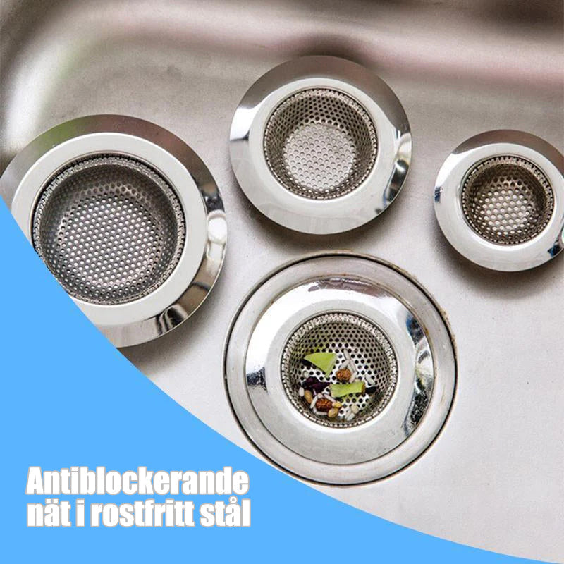 Diskbänksfilter i rostfritt stål för kök (3 delar)