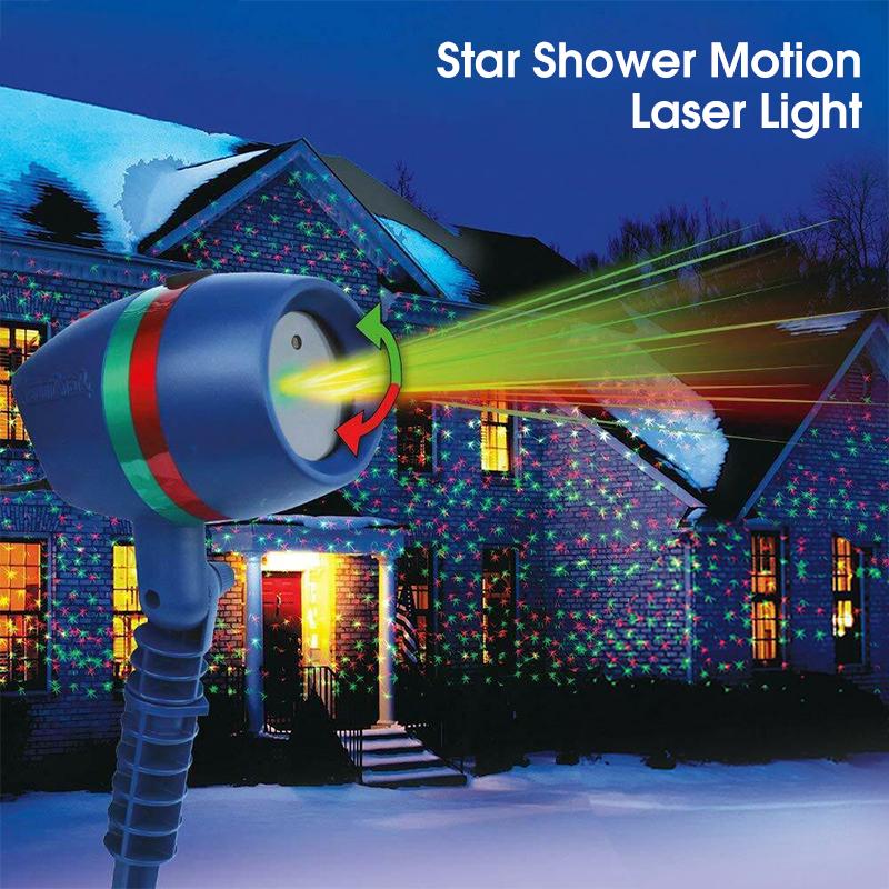 Laserljus med stjärnfall och rörelse