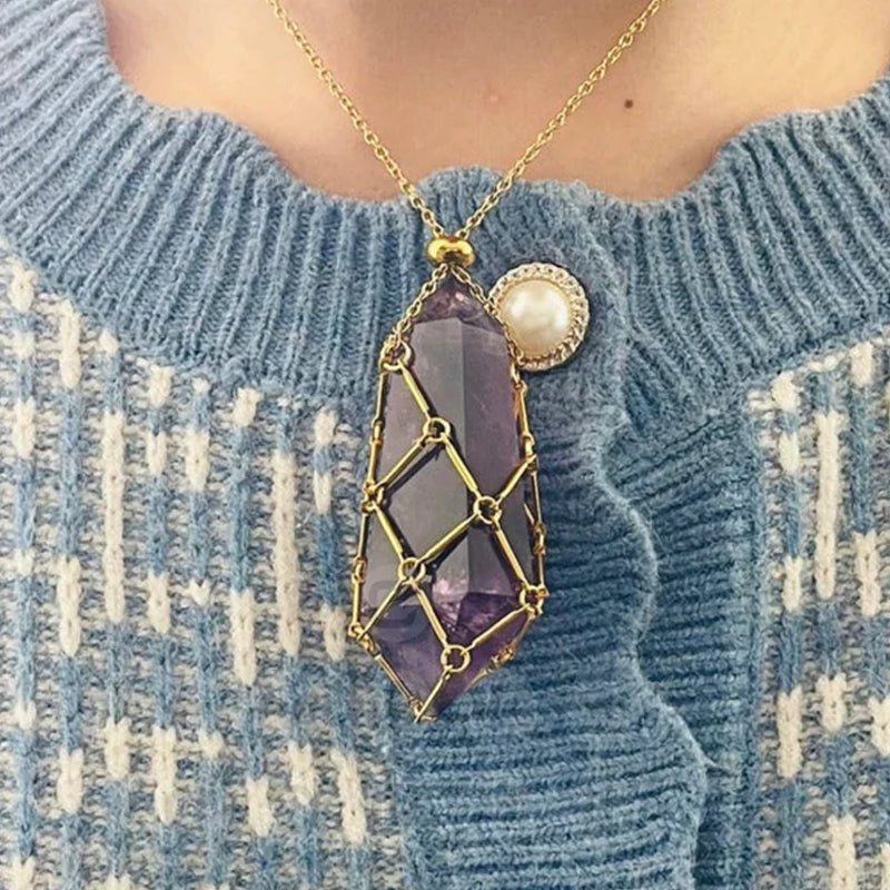 Halsband med kristallstenshållare