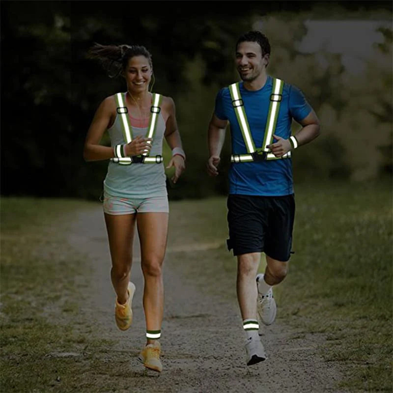 Fluorescerande grön, justerbar reflexväst i stretch