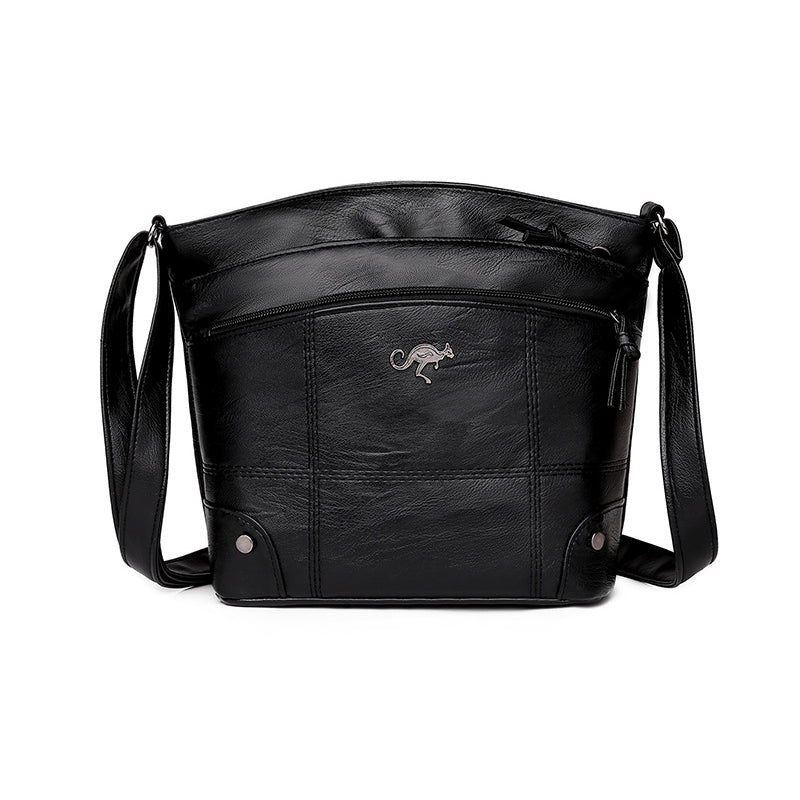 Mjukt läder Messenger Multi Pocket Axelväska med stor kapacitet