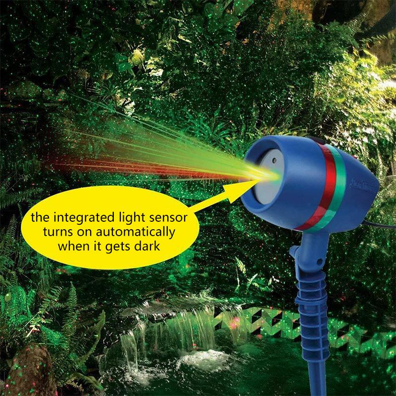 Laserljus med stjärnfall och rörelse