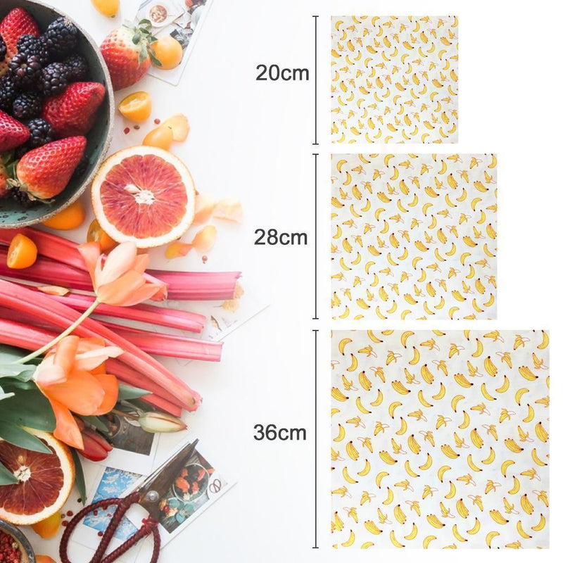 Organic & Reusable Beeswax Food Wraps – 3 Pcs (S/M/L)