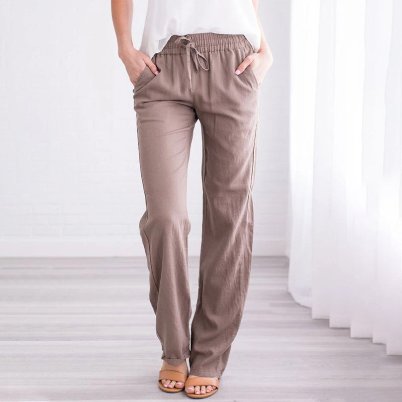 Tillfällig Lös Passform Enfärgade Byxor