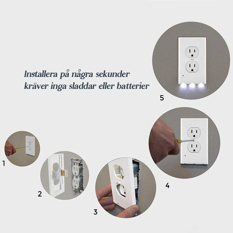 Uttagsväggplatta med LED-nattljus