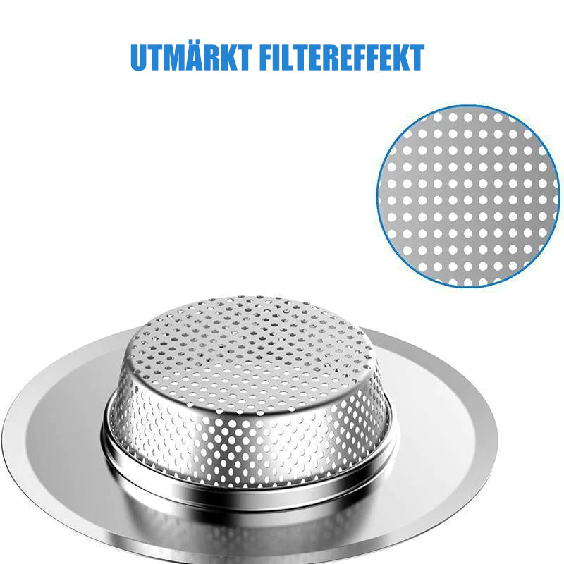 Diskbänksfilter i rostfritt stål för kök (3 delar)