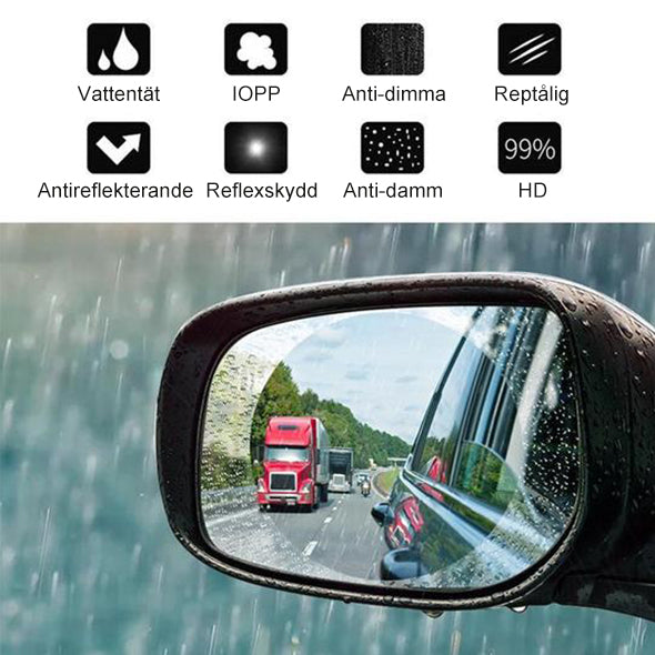 Regntät film för bilbackspegel
