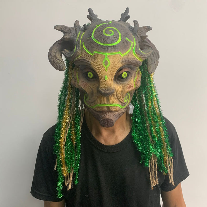 Skogens Ande Halloween-mask med Gröna Lysande Ögon