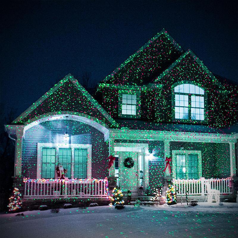 Laserljus med stjärnfall och rörelse