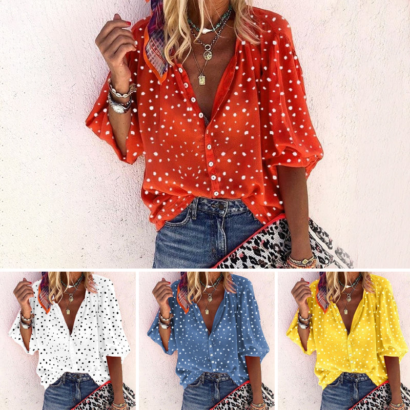 Lös söt prickig blus