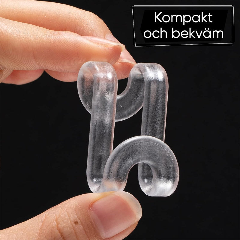 Transparenta kopplingskrokar för hängare