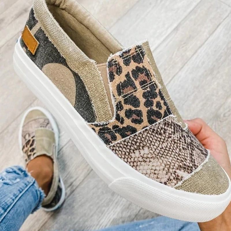 Patchwork avslappnade sneakers för damer