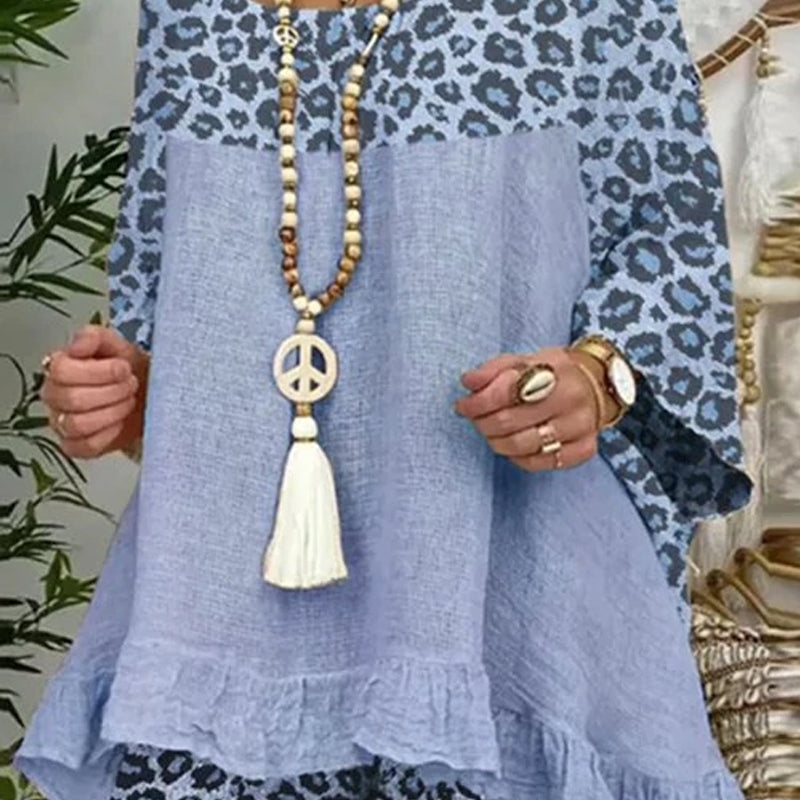 Kvinnors leopardtryckt T-shirt shorts