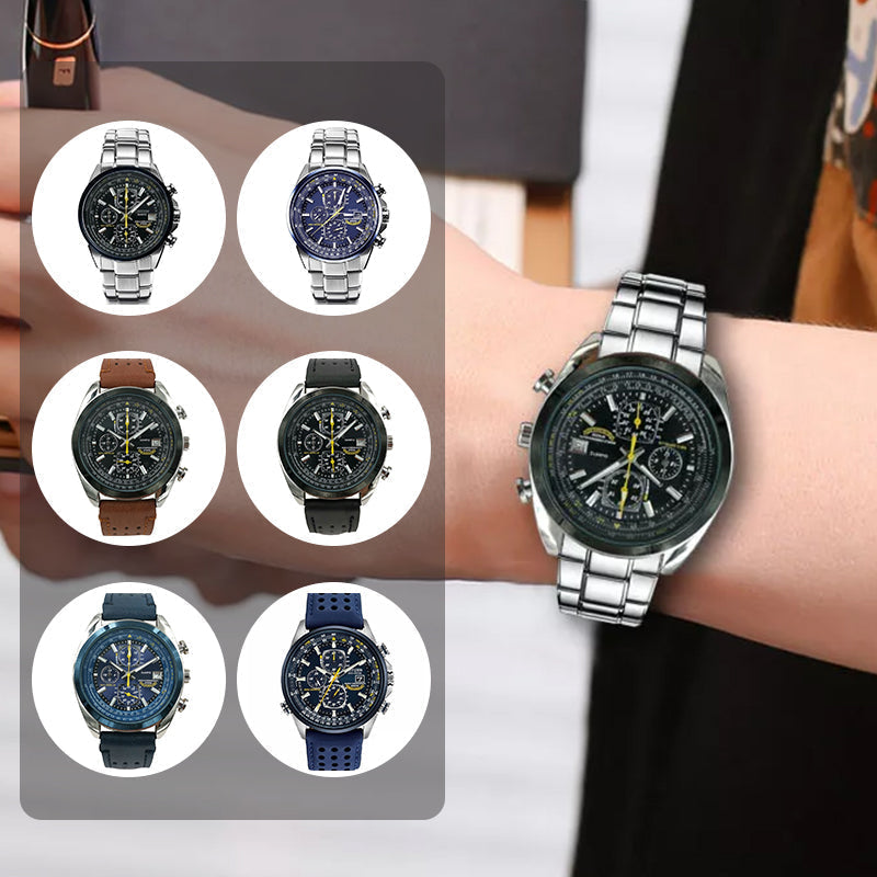 Multifunktionell quartz klocka för män med flera knappar