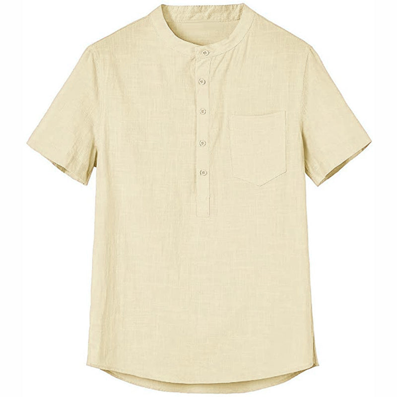 Skjorta med ståkrage i bomullslinne