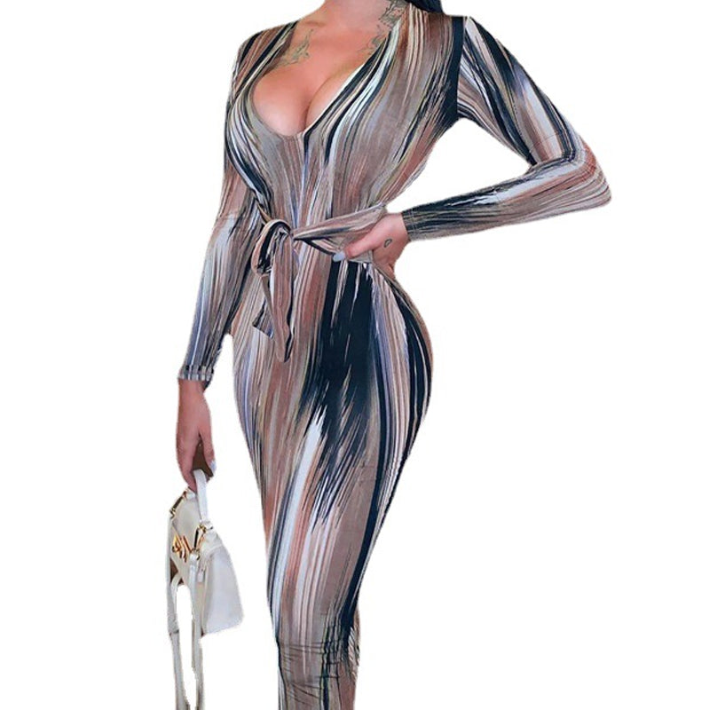 Sexiga klänningar för kvinnor 3D tryckt ränder