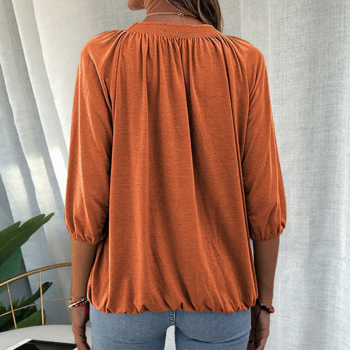 T-shirt med rund hals 3/4-ärm