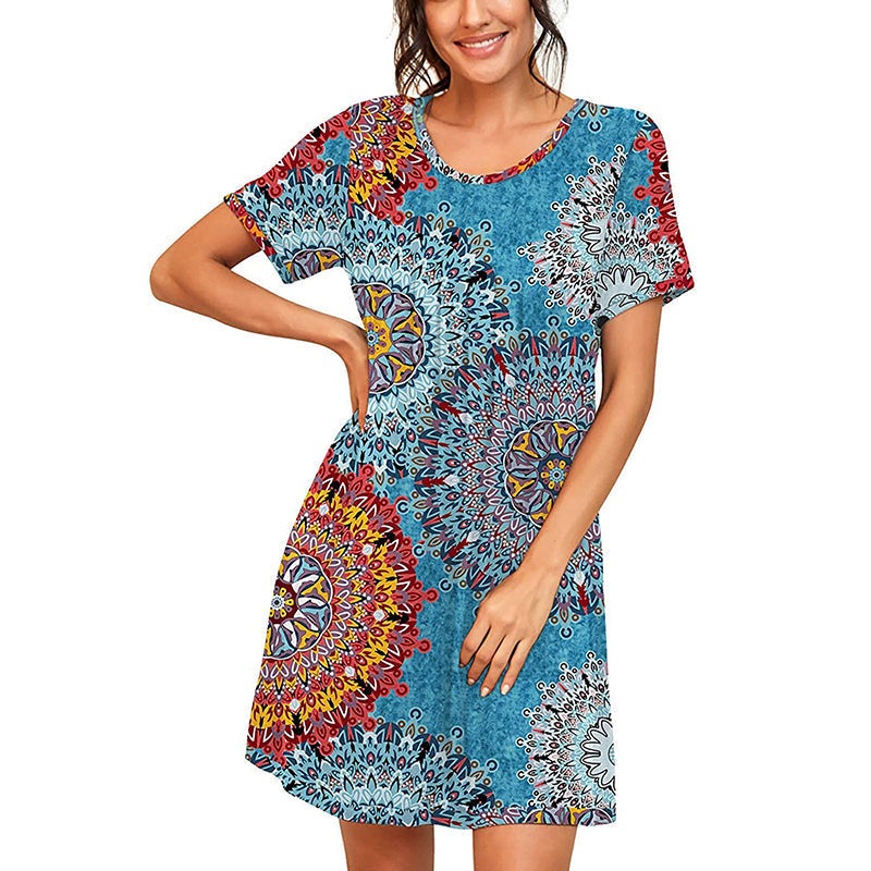 Tryckt plus size klänning